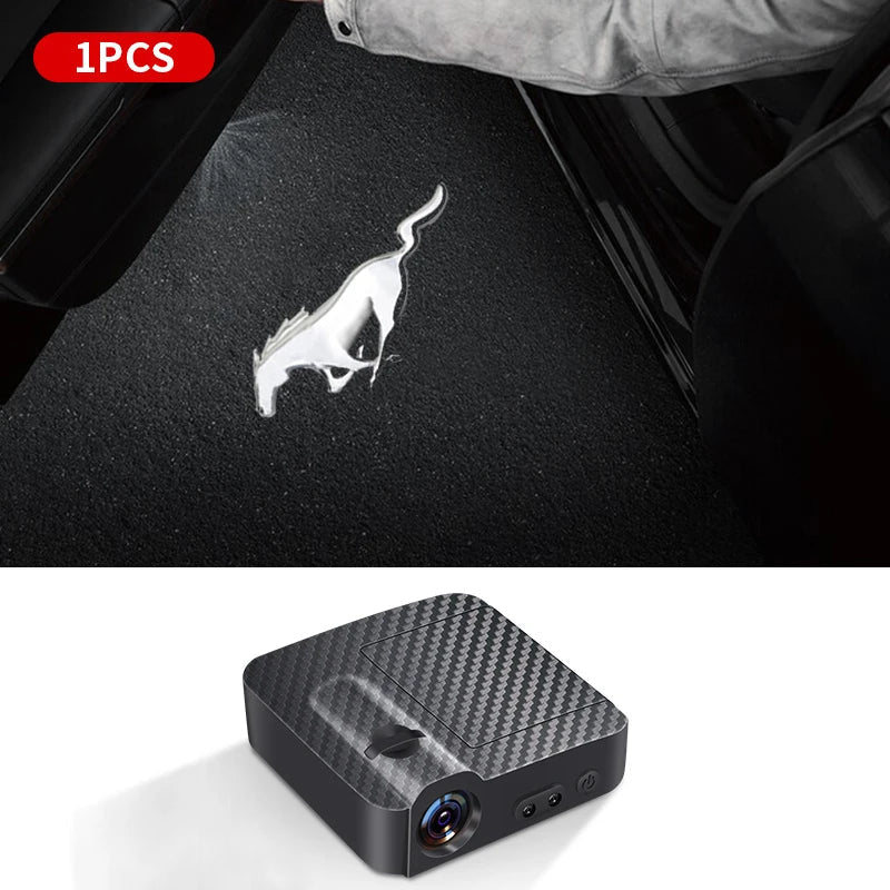 Car Led Welcome Lights Courtesy Projector Ghost Shadow Logo Emblem Light For Ford Mustang 4 5 6 2024 2023 2022-2010 Accessories