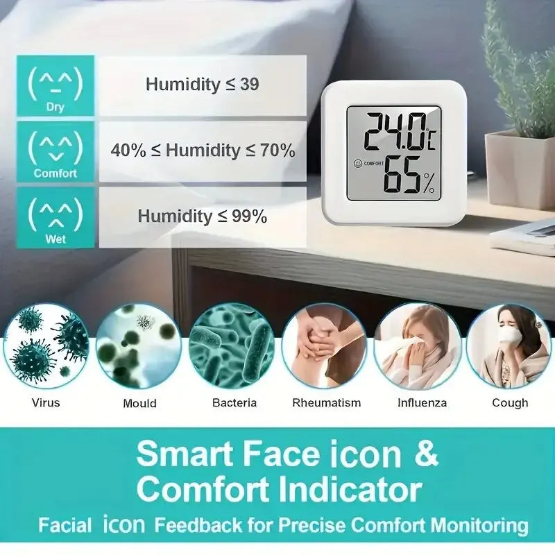 Mini medidor de temperatura y humedad para interiores, medidor de temperatura para dormitorio, pantalla Digital electrónica portátil, humedad y temperatura