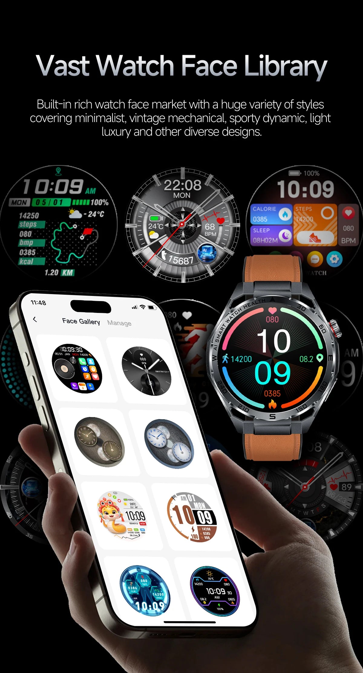 2026 New ECG AI Health Smartwatch for Men 1.53"AMOLED BP/Heart Rate Monitor BT Call IP68 Waterproof Smart Watch for Android IOS