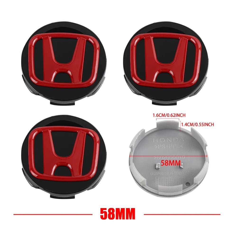 4pcs 56/58/60/69mm Car Wheel Center Hub Caps Accessories For Honda Type R Type S VTEC DOHC Modulo Vezel Legend Si RR Insight