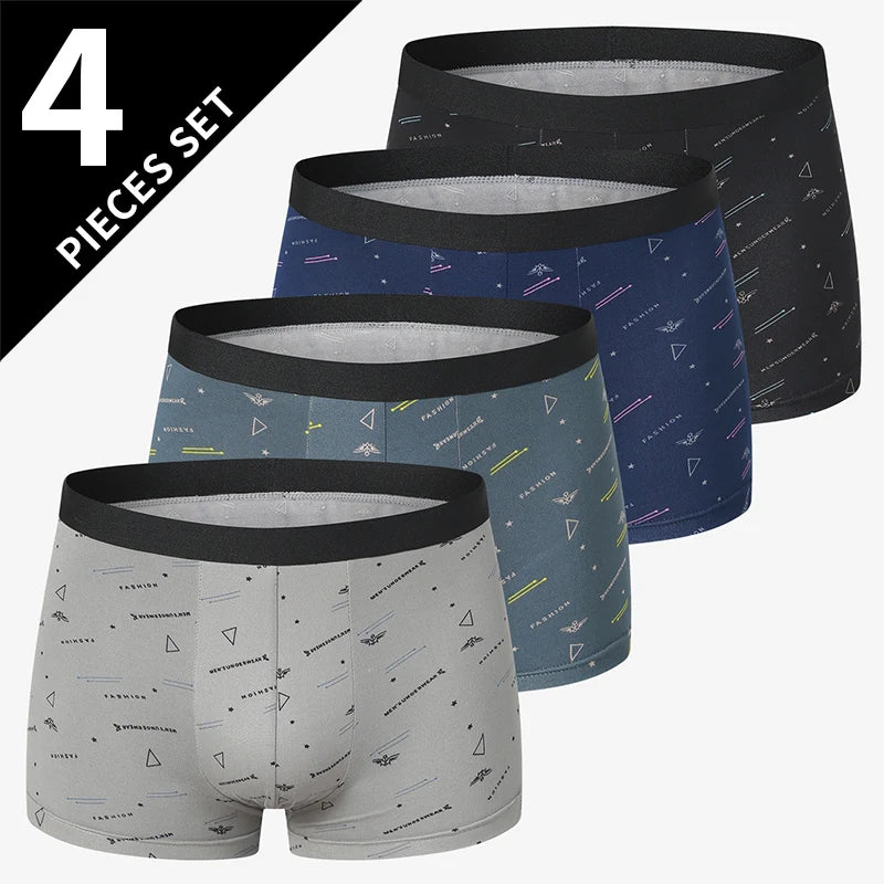 4/5 Uds. Pantalones cortos estampados de talla europea y americana a la moda para hombre, ropa interior cómoda de talla grande para hombre, bañador Sexy