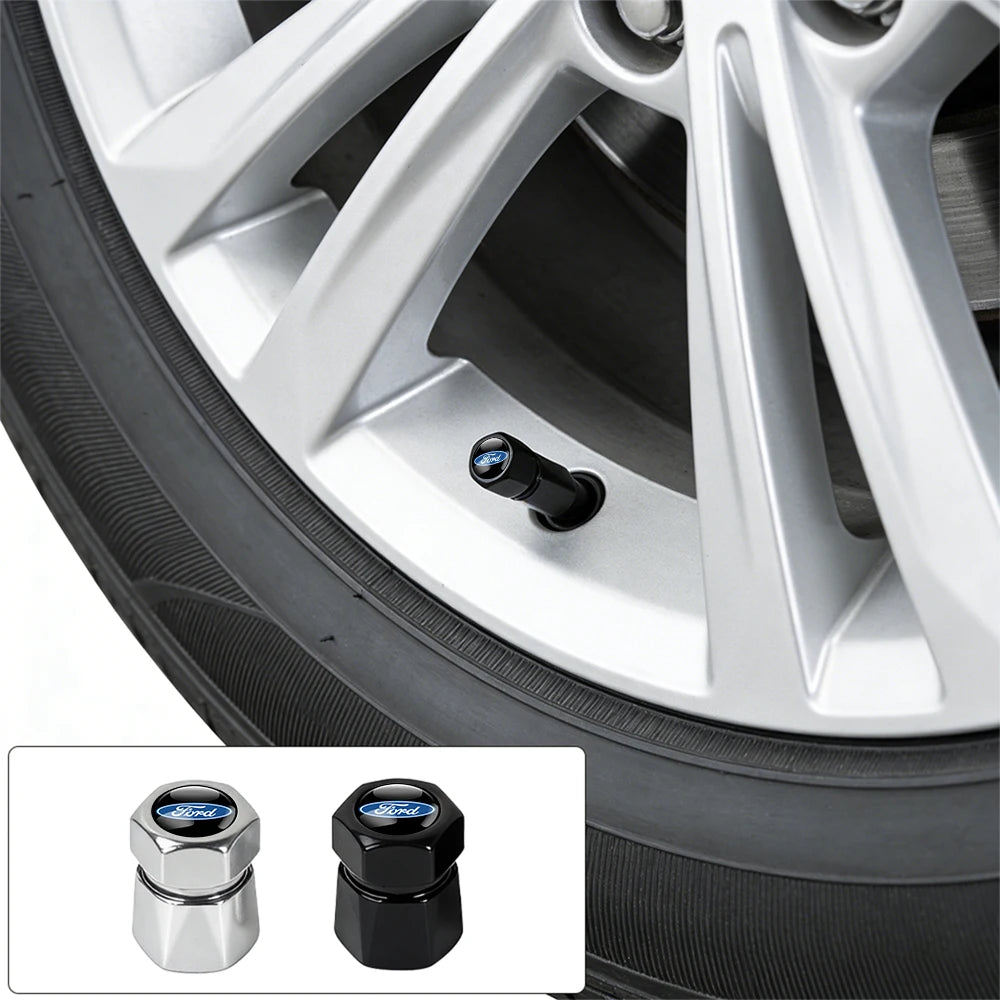 4Pcs 3D Metal Car Tire Wheel Valve Cap Accessories For Ford Focus Mk2 MK3 MK7 MK4 Fiesta Ranger Mustang Kuga Mondeo Explorer GTD