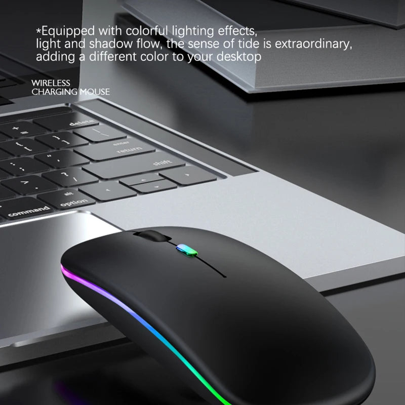 Ratón inalámbrico Bluetooth recargable con 2,4 GHz USB RGB 1600DPI ratón para ordenador portátil tableta PC Macbook Gaming Mouse Gamer