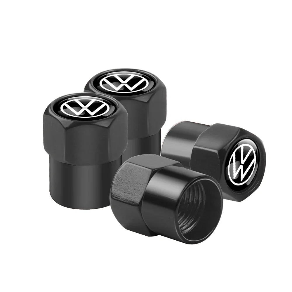 4Pcs Car Wheel Tires  Valve Caps Auto Exterior Accessories For Volkswagen GTI Golf Polo Passat RLine Magotan Jetta Bora Beetle R