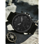 Fossil JR1354 Nate Chronograph Men Watch Black Leather 50mm Big Dial Military Sport Quartz Wristwatch Relogio Masculino