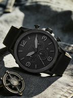 Fossil JR1354 Nate Chronograph Men Watch Black Leather 50mm Big Dial Military Sport Quartz Wristwatch Relogio Masculino
