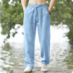 2025 new men's cotton and linen pants, loose and cool casual pants, elastic waist pants, casual oversized street wear, lightweig