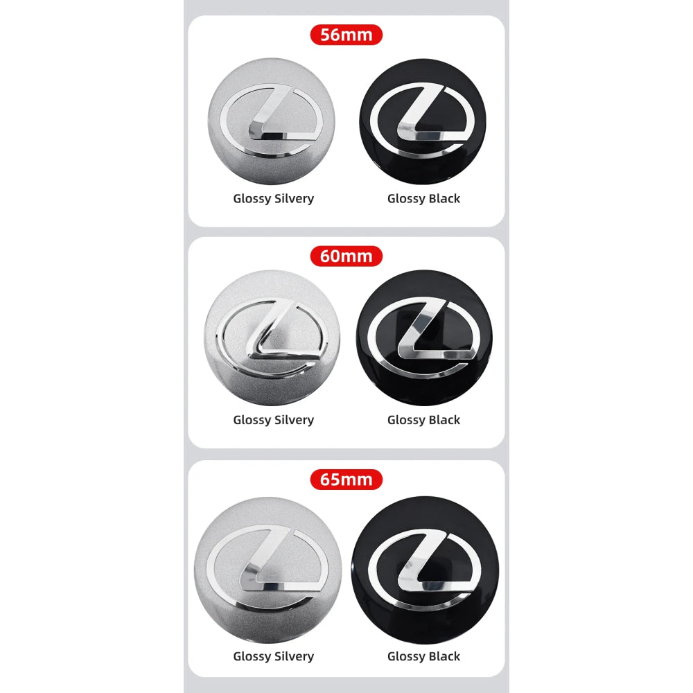 56mm 60mm 65mm Car Wheel Center Emblem Hub Caps Stickers For Lexus RX300 IS200 IS250 ES350 Ct200h UX250h NX300h RX350 ES300h LBX