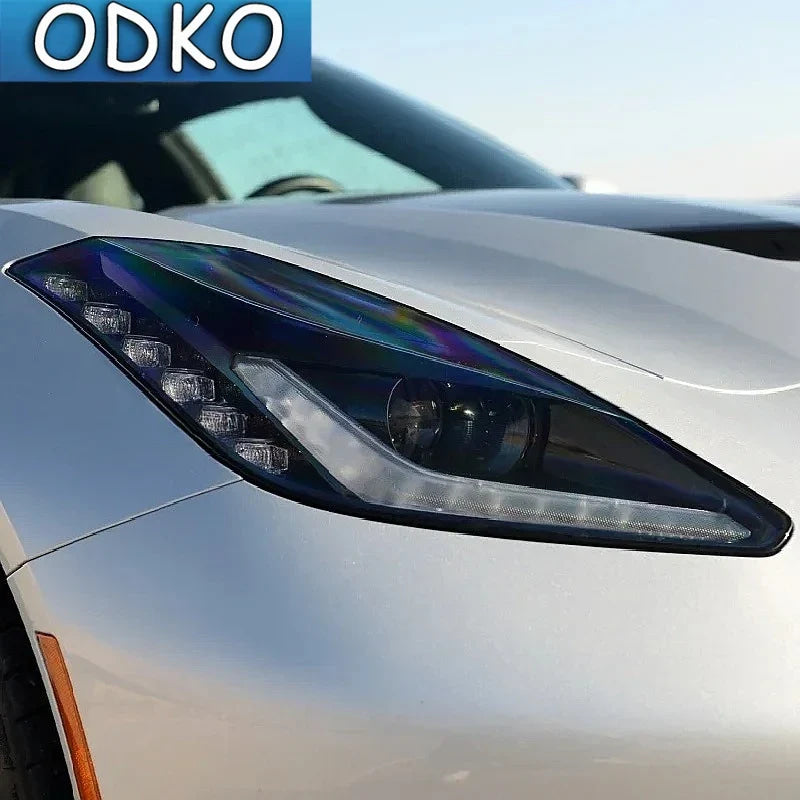 Car Headlight Protection Tint Film Smoke Black TPU Transparent Light Sticker For Chevrolet Corvette C7 C8 2014-On Accessories