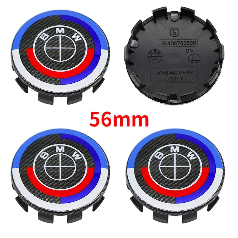 4Pcs 56mm 68mm Carbon Fiber Wheel Center Hub Caps 50th Anniversary Emblem for BMW M Power X5 E46 E90 F10 F30 G20