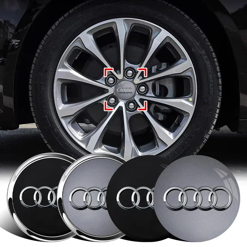 For Audi A8 A5 A6 C5 C6 C7 A7 A1 A3 A4 B5 Q3 Q5 Q7 TT 4pcs 60mm 61mm 68mm 69mm Car Wheel Hub Center Caps Rim Cover Accessories