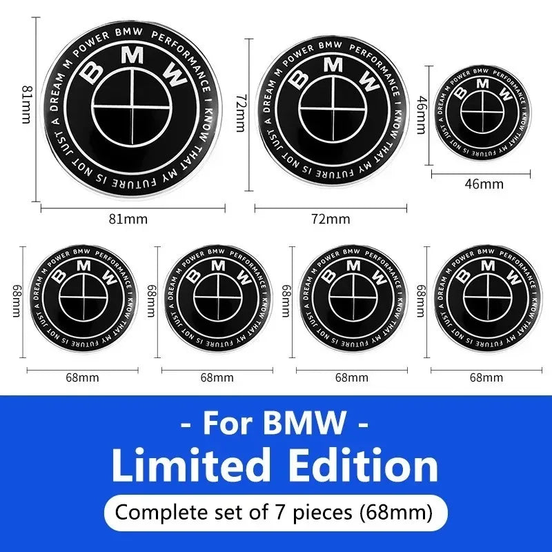 1/4/7pcs 81 72 46 56 68mm Car Front Rear Logo Wheel Hub Center Cover Steering Wheel Center Stickers For BMW X1 X3 X5 X6 E46 E90