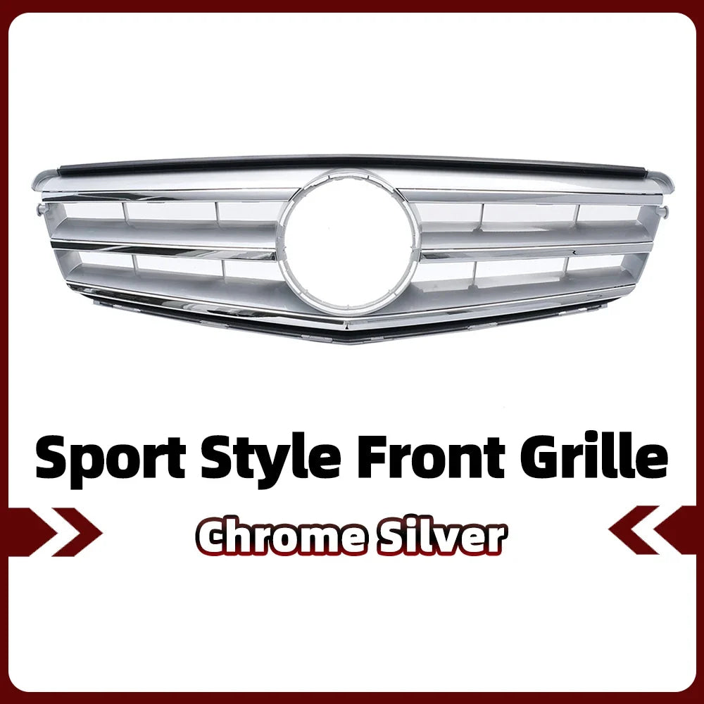XVIP Chrome Silver Sport Style Racing Grille Bumper Grill For Mercedes Benz C-Class W204 2008-2014 C180 C200 C250 C280 C300 C350