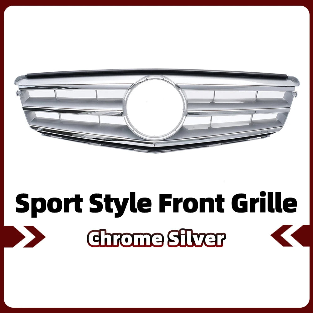 XVIP Chrome Silver Sport Style Racing Grille Bumper Grill For Mercedes Benz C-Class W204 2008-2014 C180 C200 C250 C280 C300 C350
