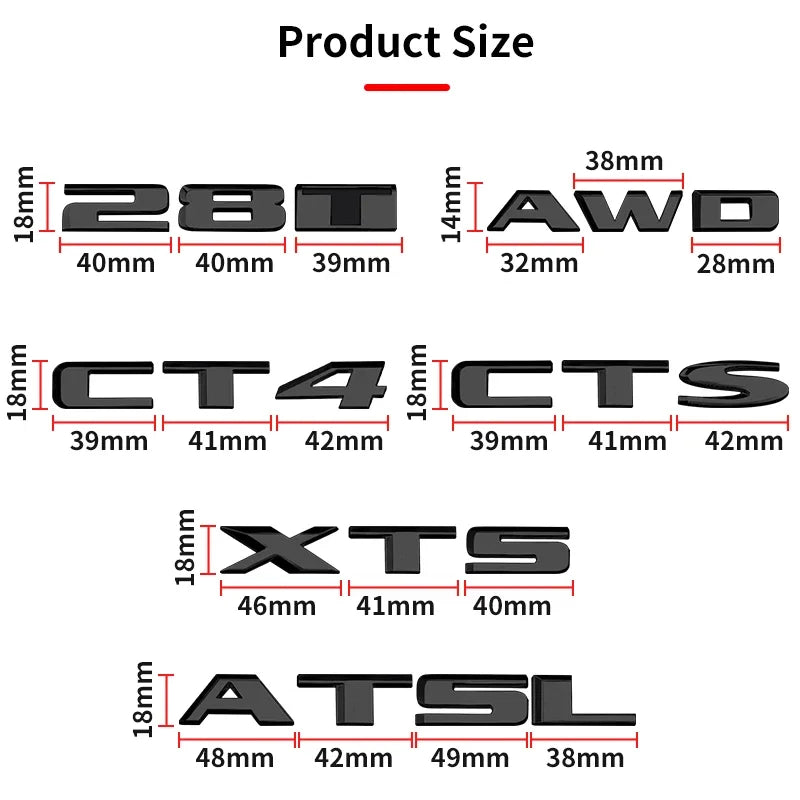 3D Car Rear Trunk Sticker Logo Letters Decals Badge For Cadillac CT4 CT5 CT6 CTS XT4 XT5 XT6 XTS ATS AWD 25T 28T 40T Accessories