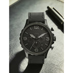 Fossil JR1354 Nate Chronograph Men Watch Black Leather 50mm Big Dial Military Sport Quartz Wristwatch Relogio Masculino