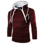 Men's Hoodies Long Sleeve Sweatshirts for Men Zipper Hooded Pullover High Neck Mens Sweatshirt Top Jacket Coat Black Sweater