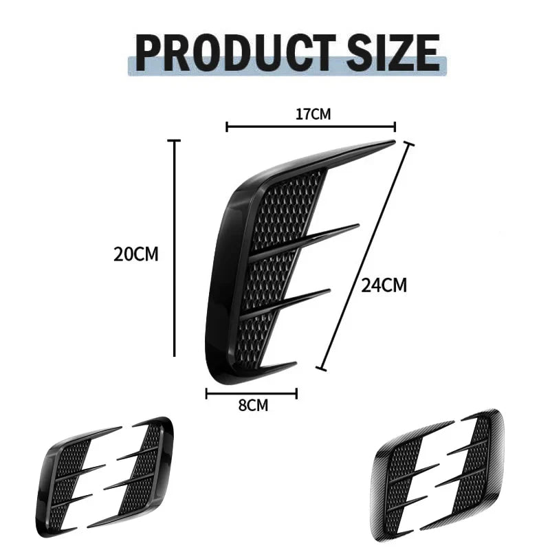 Pair Multipurpose Carbon Fibre Car Shark Gills Emulation Vent Side Air Inlet Hood Decoration Vehicle air outlet Car Body Sticker