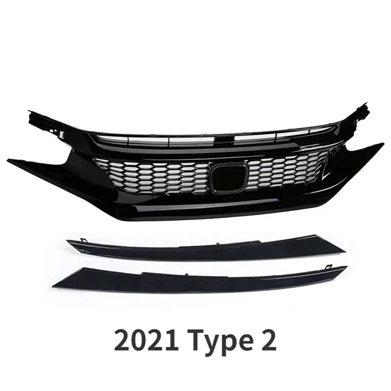 For Honda Civic 10th Gen 2016-2021 Front Grille Racing Grill Net Car Grid Splitter Upper Bumper Hood Mesh Grills