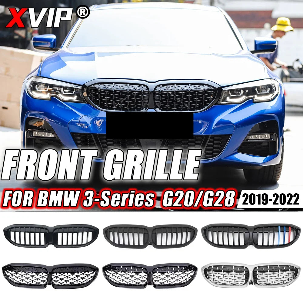 XVIP For BMW G20 3-Series G20 G21 G28 2019-2023 Front Bumper Hood Kidney Racing Grilles Replacement Black Diamond Meteor Style