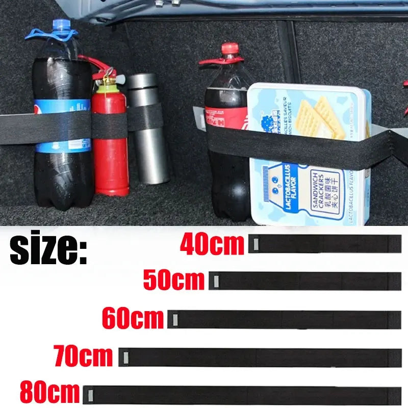 Organizador de maletero de coche, cinta de fijación elástica, extintor de incendios, tanque de agua, cinta de fijación de almacenamiento varios, accesorios de almacenamiento de coches