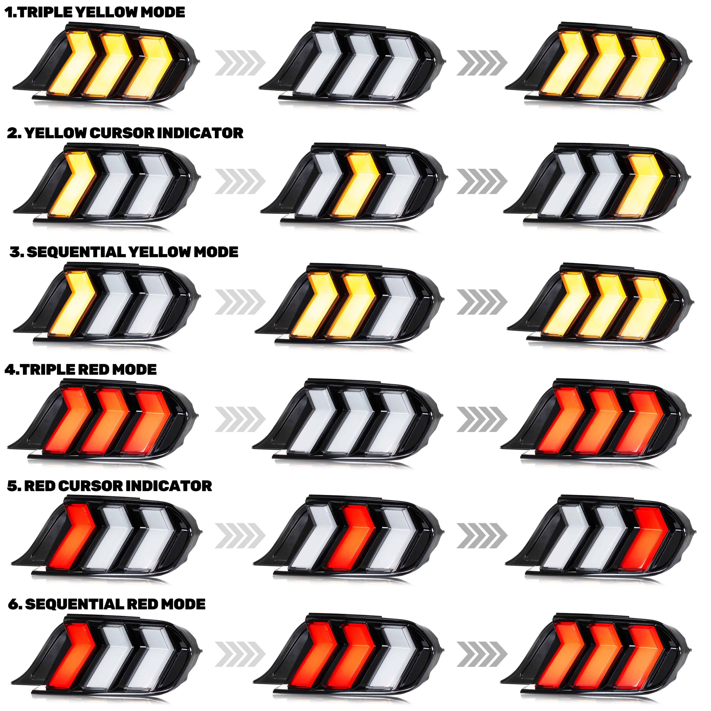 LED RGB Tail Lights for Ford Mustang S550 2015-2023 Dynamic Animation Sequential Turn Signal Rear Lamps
