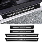 Carbon Fiber Car Door Threshold Tape Sill Protective Stickers Decal for Jeep CHEROKEE Logo Rear Trunk Bumper Scratch Guard Trim