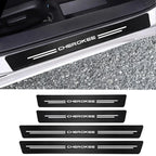 Carbon Fiber Car Door Threshold Tape Sill Protective Stickers Decal for Jeep CHEROKEE Logo Rear Trunk Bumper Scratch Guard Trim