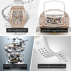OUPINKE, marca de lujo, reloj mecánico para mujer, diseño de alas de Ángel de amor, esqueleto, automático, elegante, blanco, reloj de pulsera para mujer, nuevo