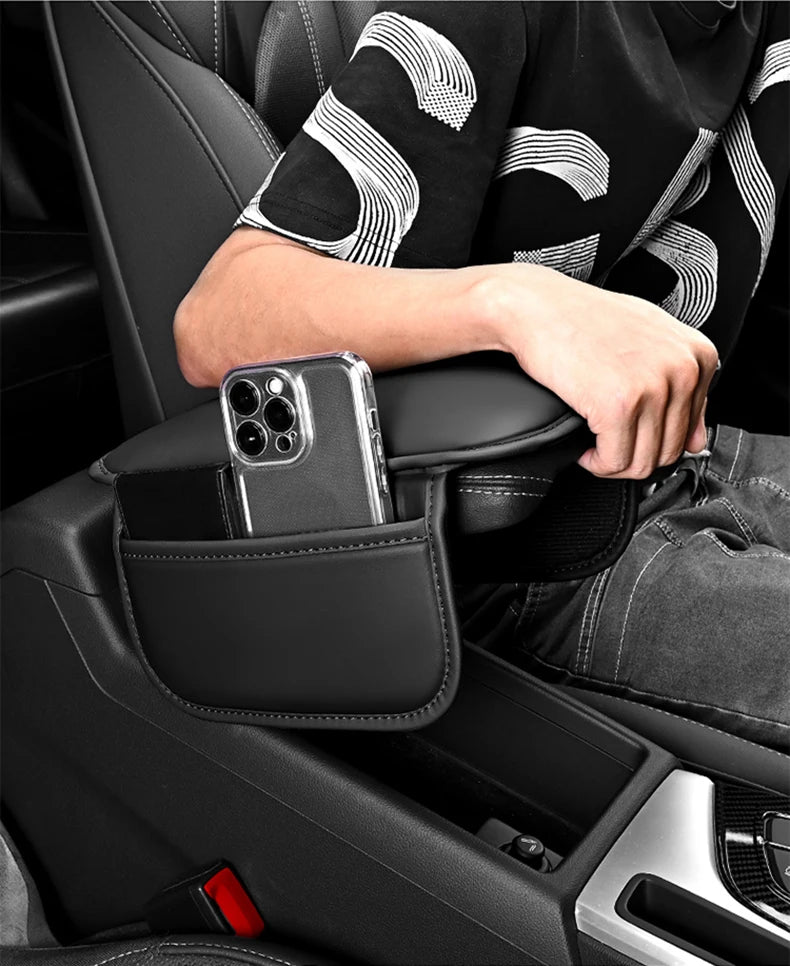 Car Armrest Cushion Leather Arm Rest Box Pad With Storage Bag For Chevrolet Corvette Montana TrailBlazer Silverado Traverse Bolt