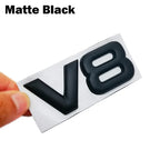 Metal Car Sticker V8 Rear Emblem Badge Decals Tail Trunk Sticker for Benz AMG BMW Mazda Chevrolet Skoda Ford Opel Audi Volvo