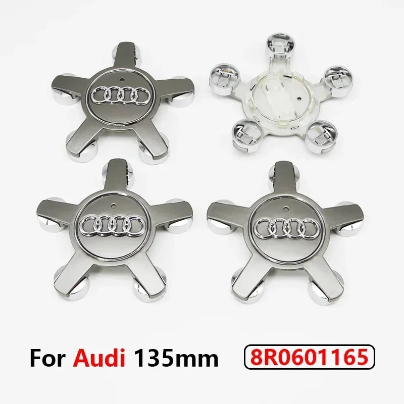 4pcs Audi 135MM Car Hub Caps 8R0601165 4F0601165 For A4 A5 A6 A7 Q3 Q5 A3 S5 Accessories Auto Wheel Center Cap Hubcap Rim Covers