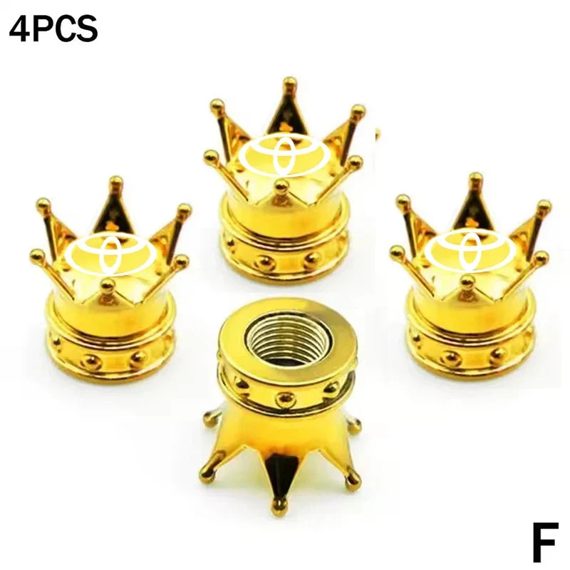 4PCS Crown Style Tire Valve Stem Caps, Air Caps Cover, Aluminum Alloy Dustproof And Waterproof Valve Caps Cover For All Toyota