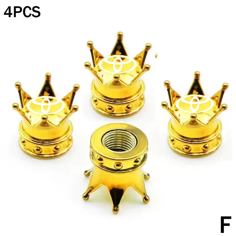 4PCS Crown Style Tire Valve Stem Caps, Air Caps Cover, Aluminum Alloy Dustproof And Waterproof Valve Caps Cover For All Toyota