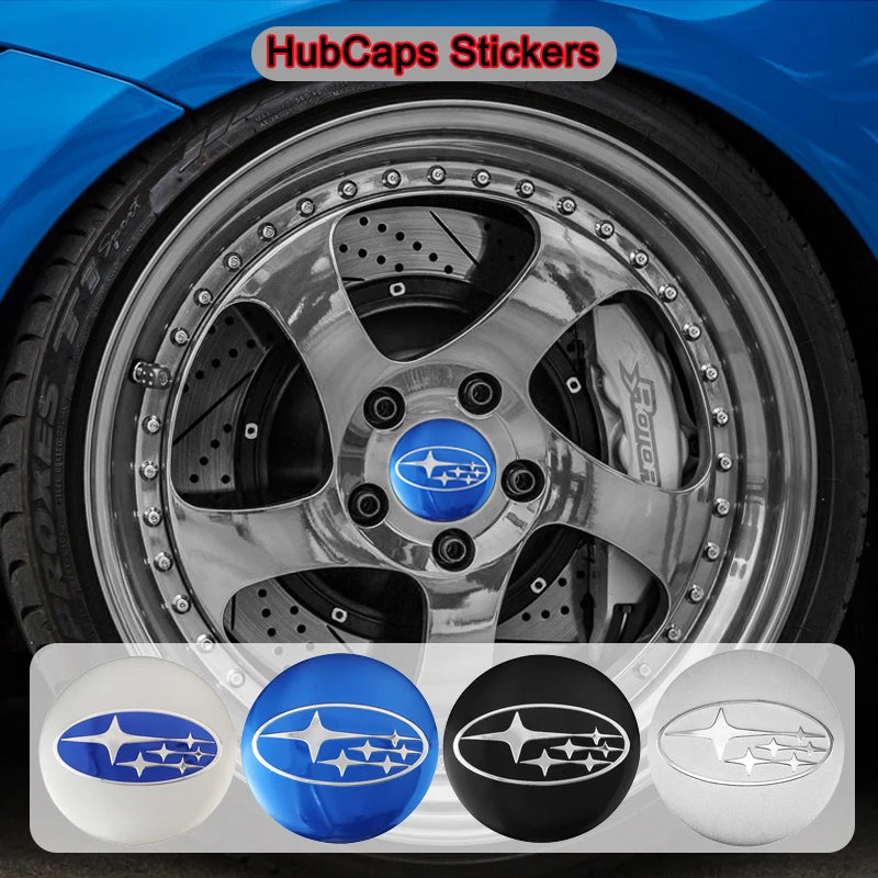 4Pcs Auto Wheel Stickers Car Center Hub Cap Decal For Subaru STI WRX Forester Impreza Legacy Outback XV WAS Ascent Atenza BRZ