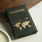 Porta pasaporte delgado con mapa de la ranura, porta pasaporte de PU, crucero esencial de viaje, porta pasaporte imprescindible, portátil para todos los países