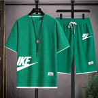 Fashionable, casual and trendy men's sportswear set, short-sleeved T-shirt and outdoor summer sports shorts set, new size M-3XL