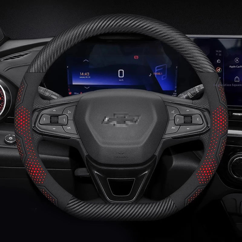 For Chevrolet Cruze Bolt Aveo Spark Onix capti Cavalier Carbon fiber Suede Microfiber Car Steering Wheel Cover Auto Accessories