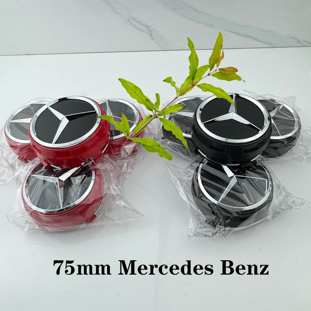 Car silver Red 4pcs 75mm Wheel Center Hub Caps 4Pcs For Mercedes Benz AMG A0004000900 W212 W205 W204 W211 W213 Accessories