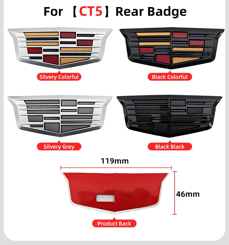 1pcs 3D ABS Car Front Grille Center Emblem Badge Rear Trunk Sticker Accessories For Cadillac CT4 CT5 CT6 XT4 XT5 XT6 XTS ATS