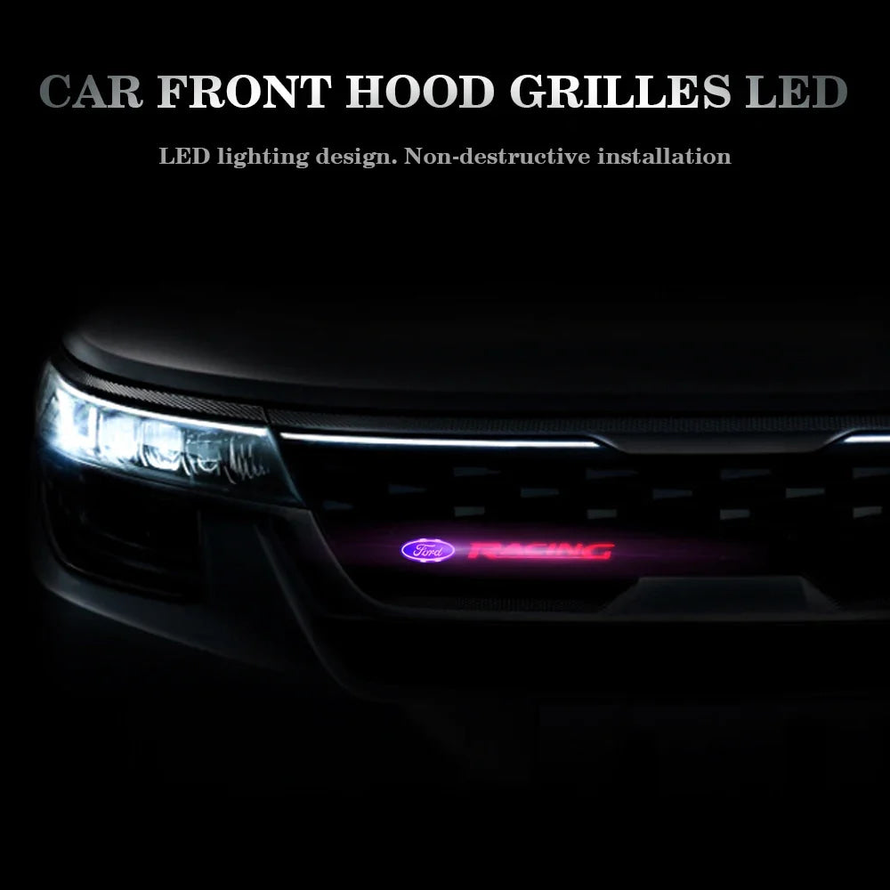 ABS Front Hood Grille LED Light Emblem Badge For Ford Focus MK2 MK3 Fiesta MK7 Ranger Mondeo S-MAX Kuga Mustang Accessories