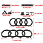 For Audi A4 2008-2017 4Ring Logo Black Car Hood Front Grill Rear Trunk Emblem Stickers A4 Mark Quarrto Sline Emblem Accessories