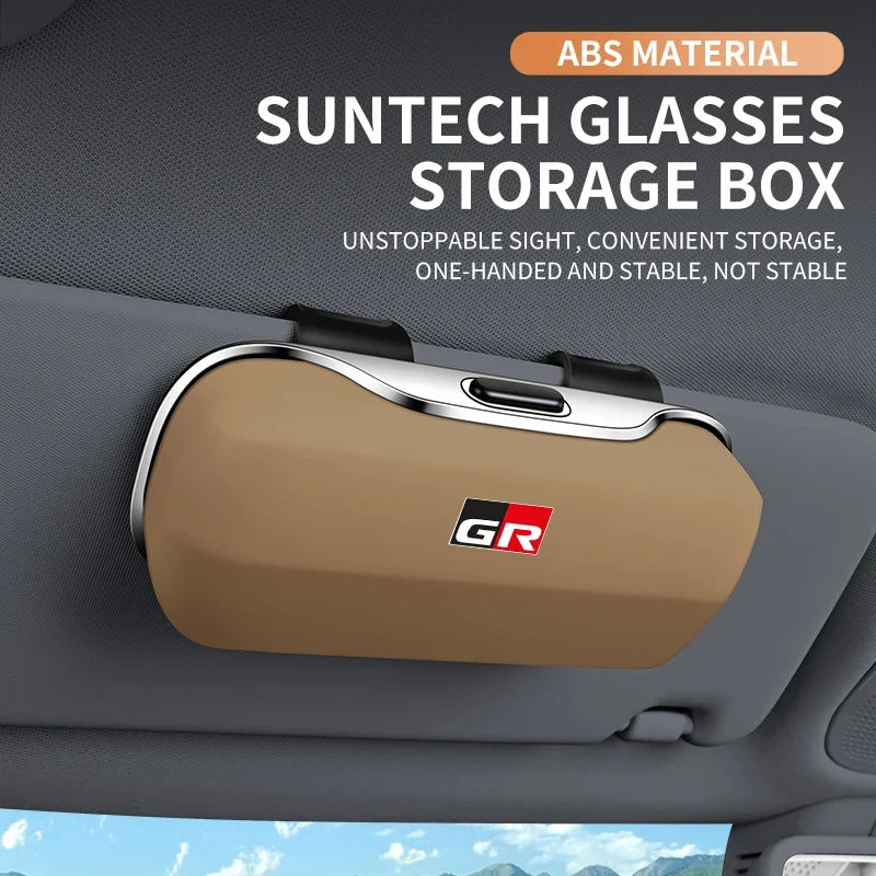Car Eyewear Case Box Sunglasses Holder Sun Visor Storage Protective Frame Box Glasses Clip For Toyota GR Sport Rav4 Yaris Camry
