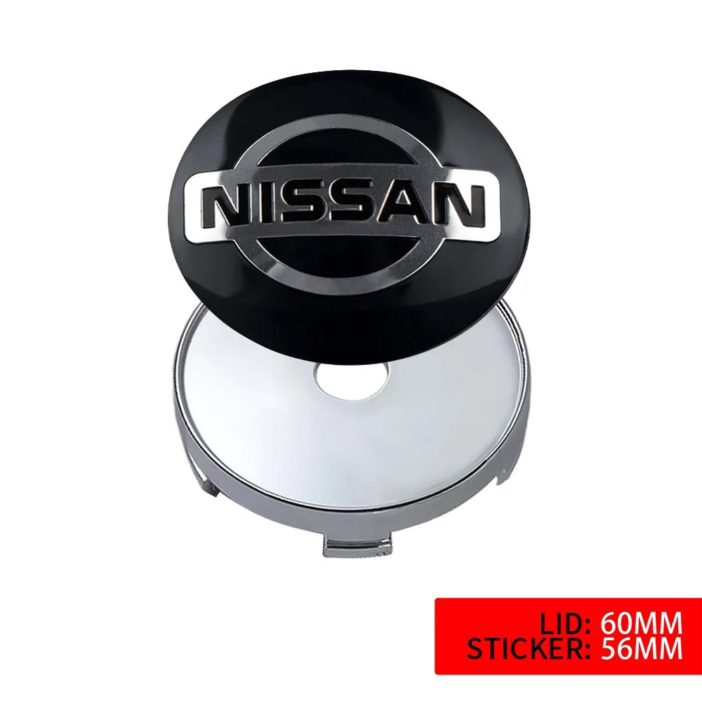 4Pc 56/60mm Wheel Center Hub Rim Caps Car Wheel Hub Covers Fit For Nissan X-Trail Qashqai Almera Note Leaf J10 Teana V36 Tiida