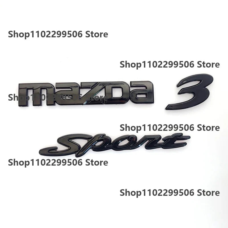 Mazda 3 sport glossy black ABS Car Front Grille Eemblem Rear Trunk Badge Sticker For 2008-2013 Mazda 3 Logo Accessories
