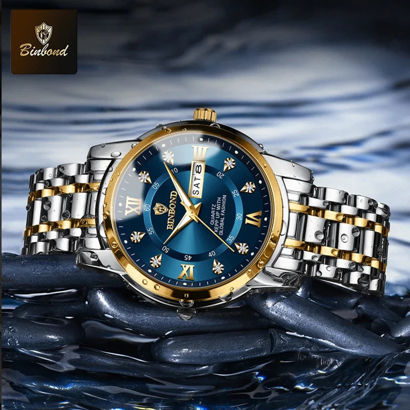 BINBOND Top Brand Luxury Fashion Watch Men 3ATM Waterproof Date Clock Sport Watches Mens Quartz Wristwatch Relogio Masculino