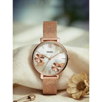 Fossil ES4534 Luxury Rose Gold Women Watches Stainless Steel Mesh Strap Quartz Wristwatch Mother of Pearl Clock Reloj Mujer