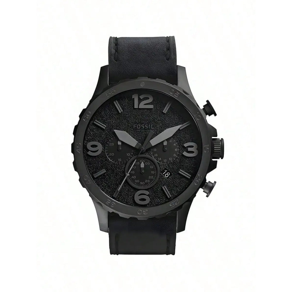 Fossil JR1354 Nate Chronograph Men Watch Black Leather 50mm Big Dial Military Sport Quartz Wristwatch Relogio Masculino