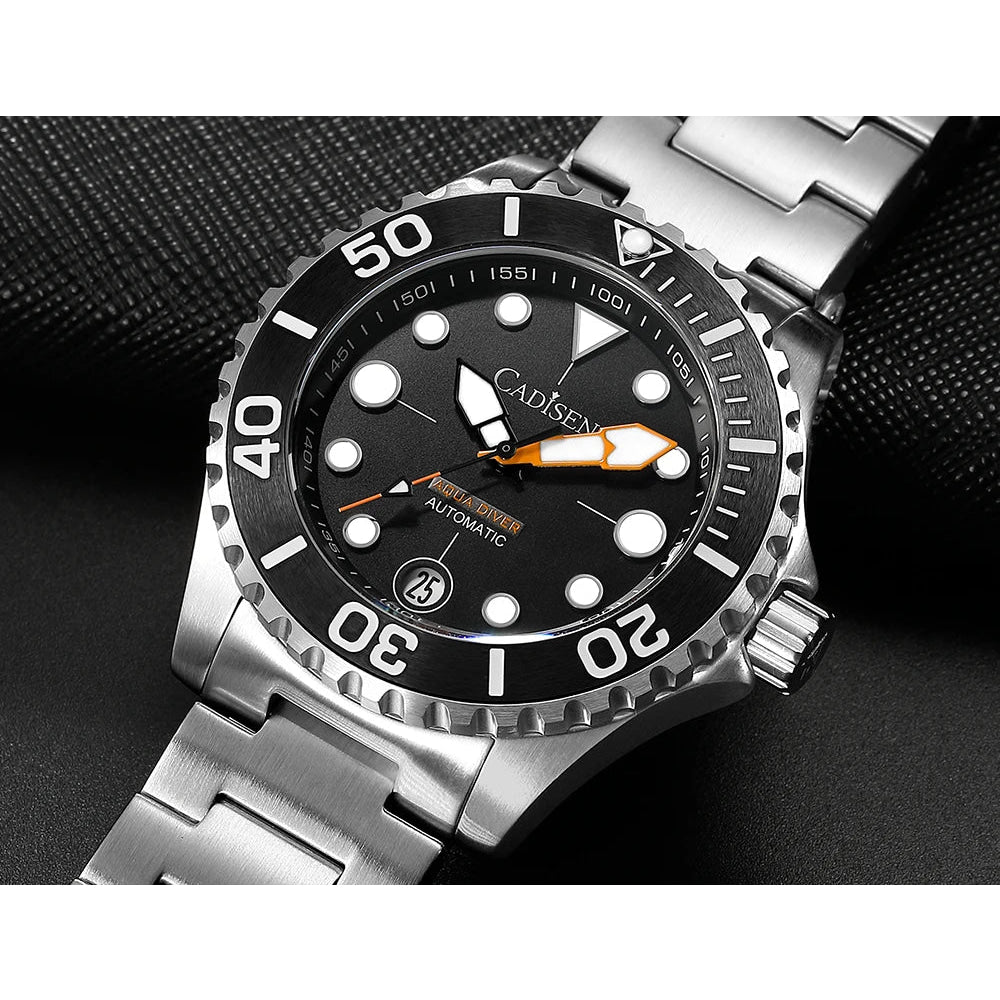 CADISEN AQUA DIVER New Brand Luxury Men Watches Automatic Watch Japan MIYOTA 8215 100M Waterproof Luminous Mechanical Wristwatch