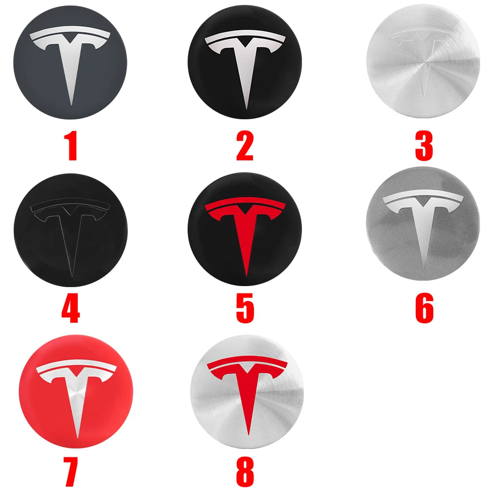 Hot 4pcs 56mm Car Wheel Center Hub Stickers Cap Emblem Cover Tesla Model 3 Model S Model X Y Juniper Roadster Wye Accessories